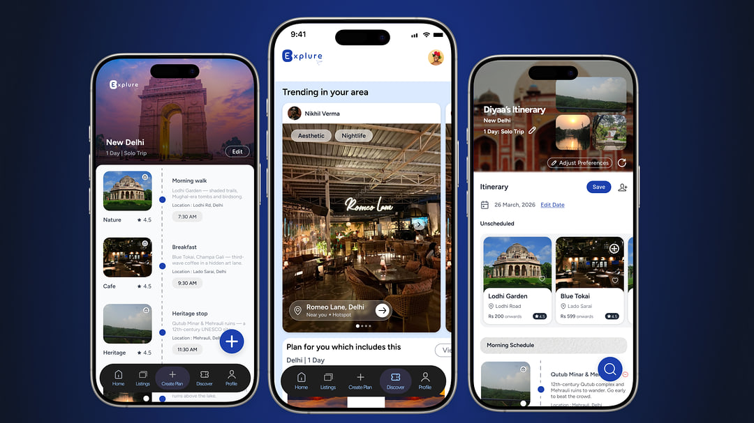 Explure app screens