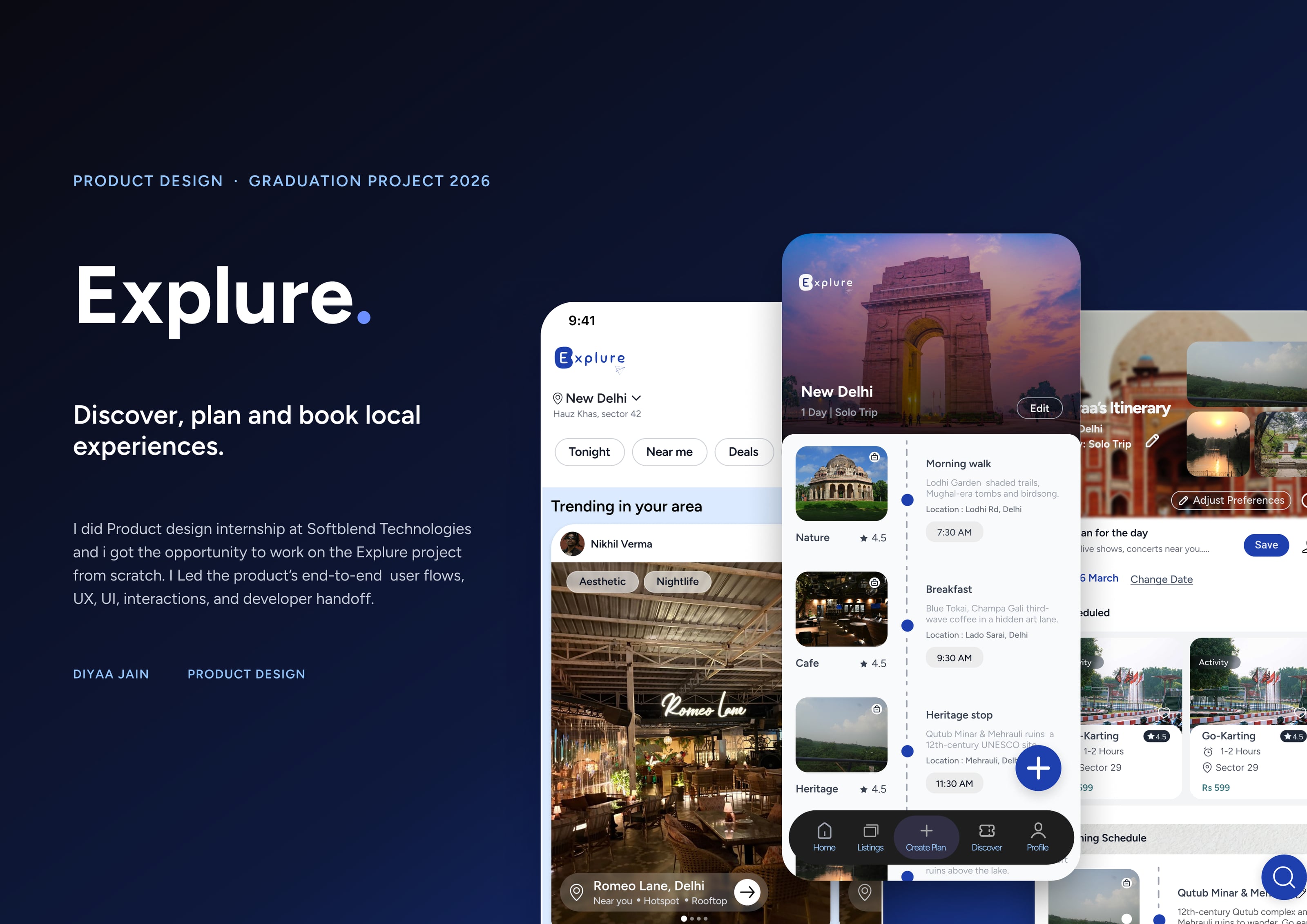 Explure app screens