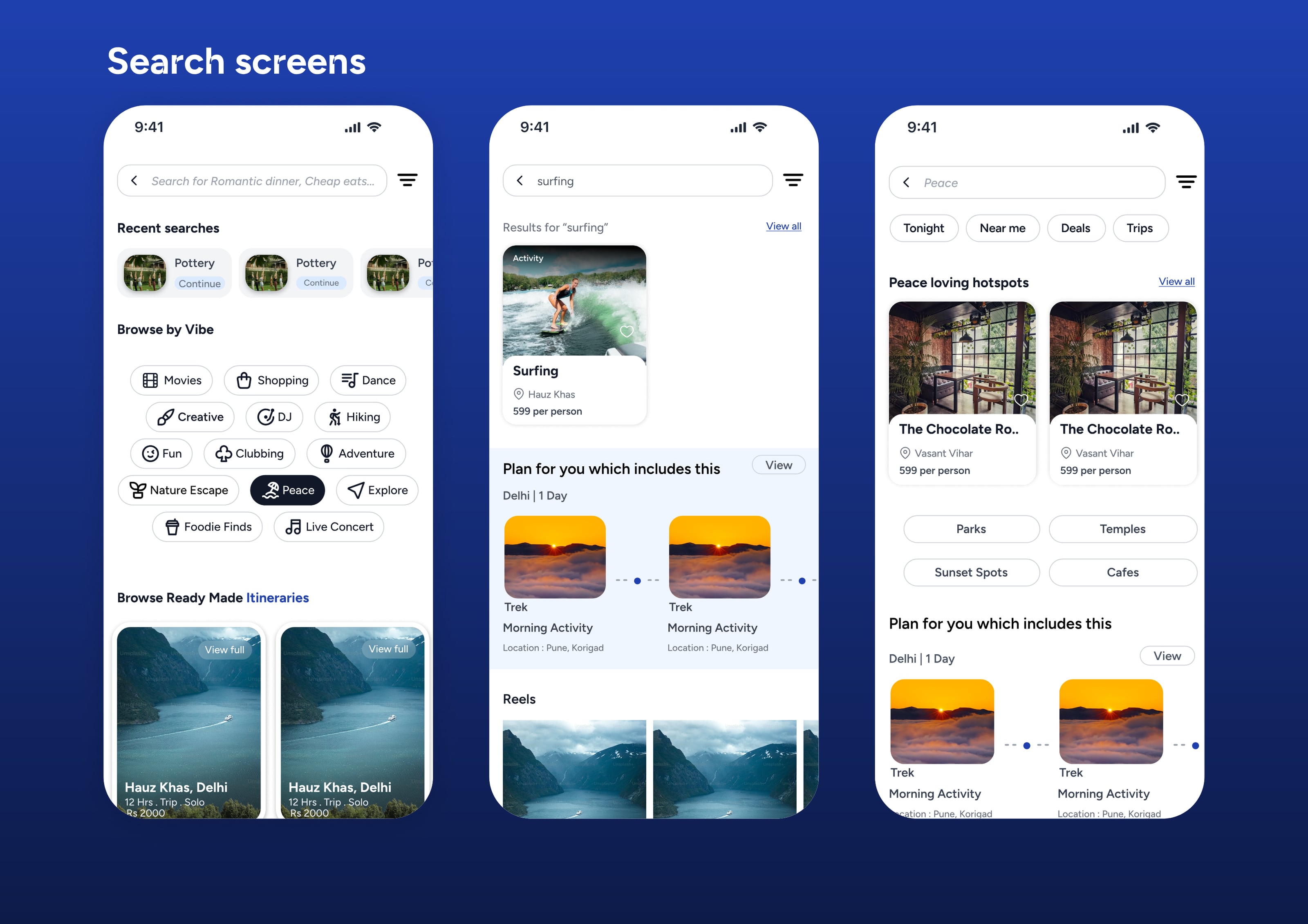 Explure case study — search screens
