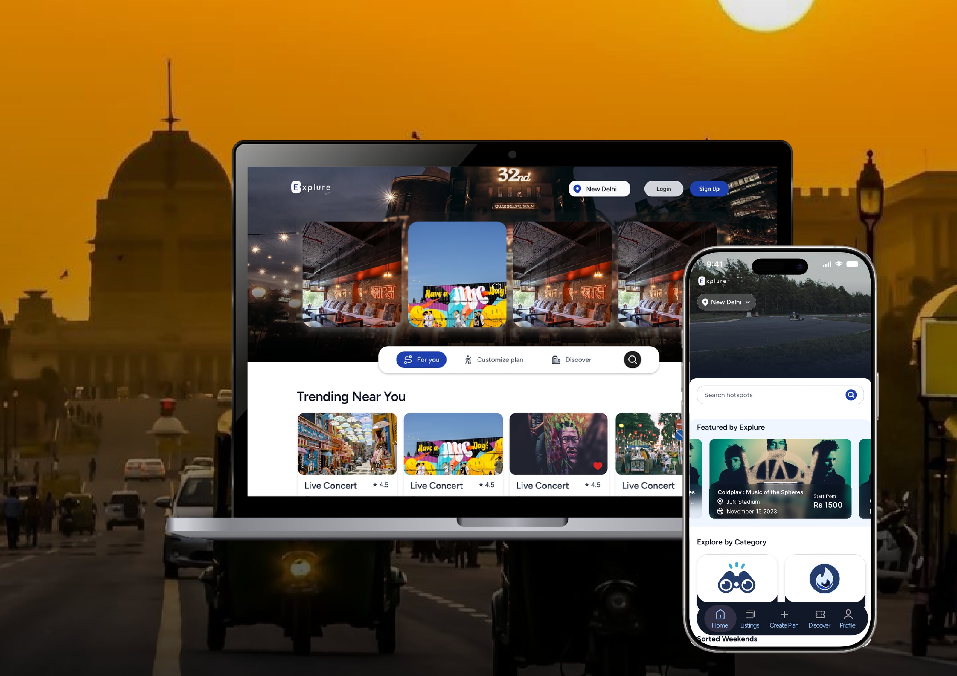 Explure case study — web and mobile hero mockup
